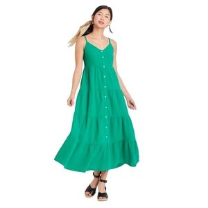 Universal Thread Sleeveless Button-Front Tiered Dress